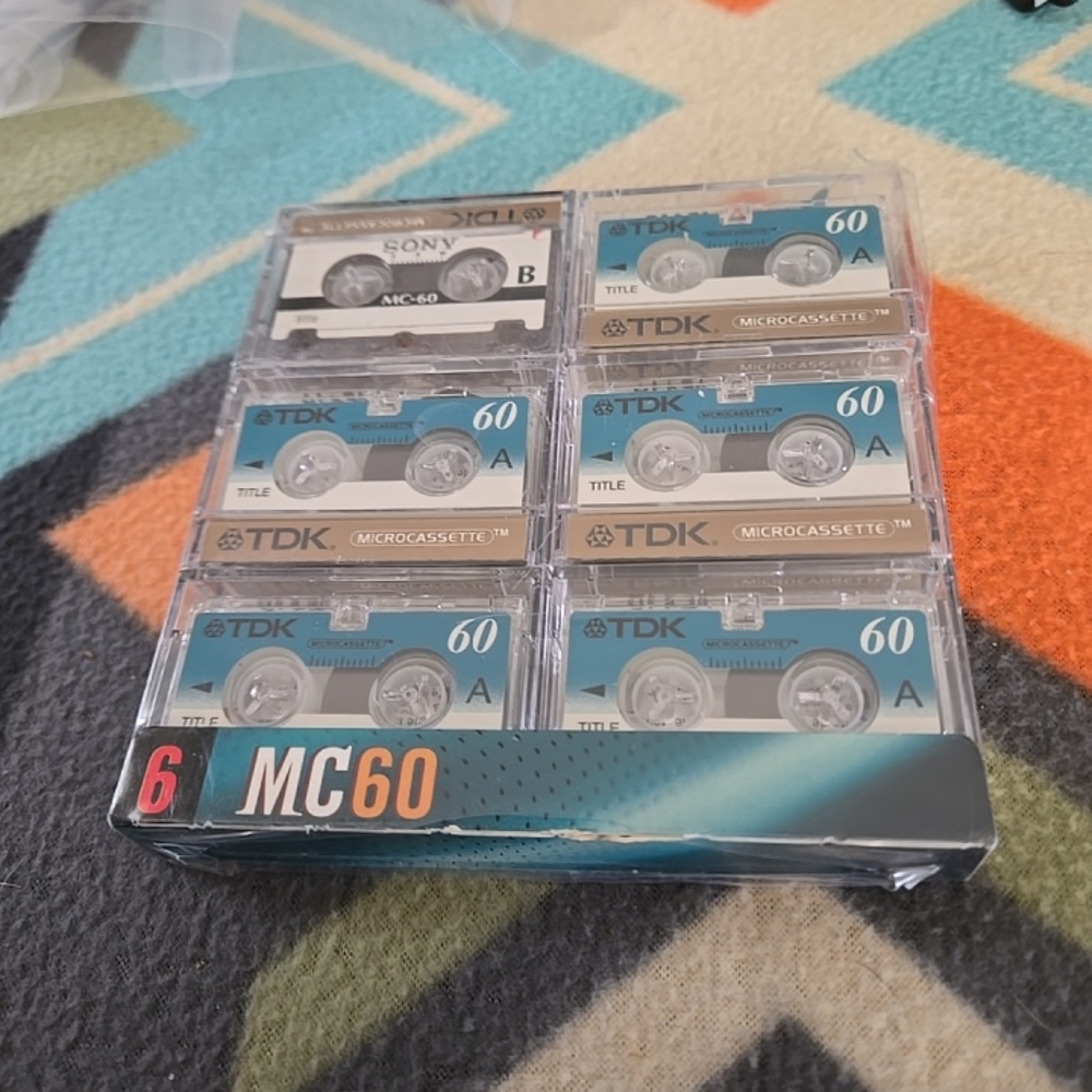 TDK 6 Pack Microcassettes Blank MC 60 Audio Cassette Tapes Open Box New